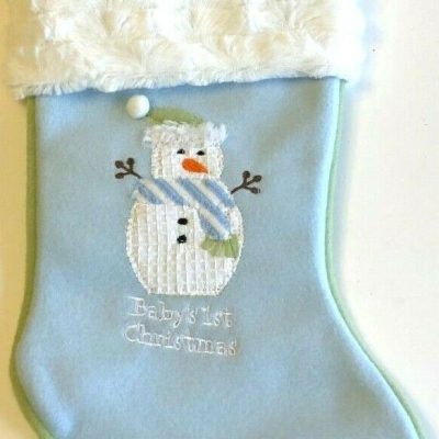 Snowman Blue Baby's First Christmas Stocking