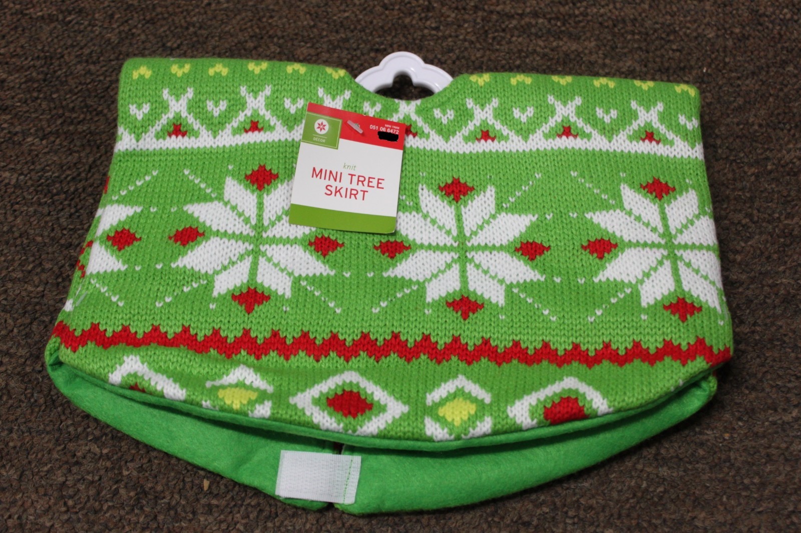 Green Knit Mini Tree Skirt - Tabletop Christmas Tree 2 Green Knit Mini Tree Skirt - Tabletop Christmas Tree - Image 2