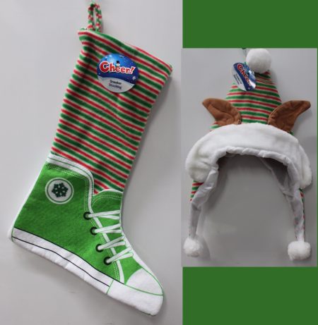 2-Set Green Sneaker Toddler Christmas Stocking & Hat