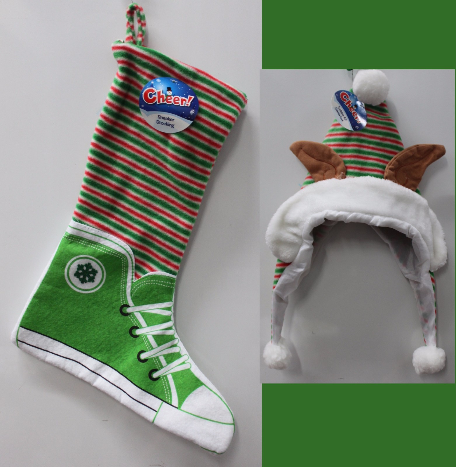 2-Set Green Sneaker Toddler Christmas Stocking & Hat 1 2-Set Green Sneaker Toddler Christmas Stocking & Hat
