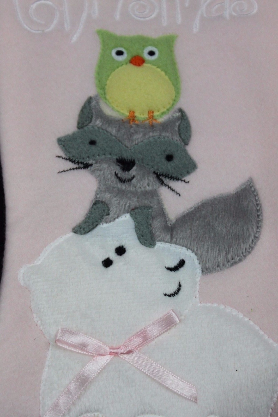 Baby Girl’s First Christmas Stocking – Pink Owl, Fox & Dog 2 Baby Girl’s First Christmas Stocking – Pink Owl, Fox & Dog - Image 2