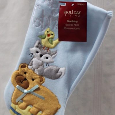 Baby Boy's First Christmas Stocking Bird Fox Bear