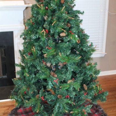 Alpine Lodge Red Gray Plaid Christmas Tree Skirt – Rustic Cabin Holiday Decor