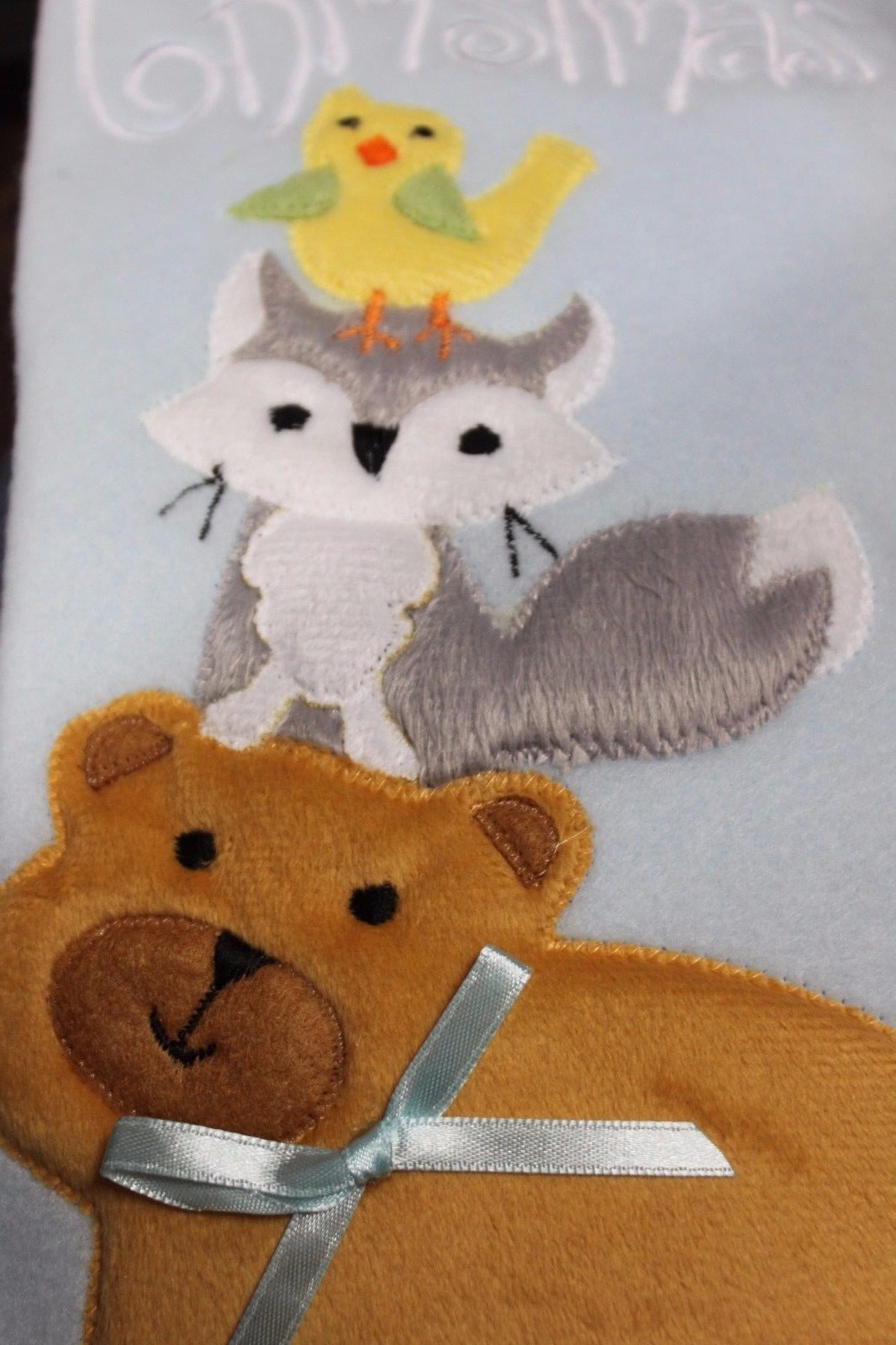 Blue Baby Boy's First Christmas Stocking - Bird, Fox & Bear 3 Blue Baby Boy's First Christmas Stocking - Bird, Fox & Bear - Image 3