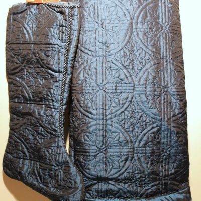 2-Set Dark Blue Matelassé Christmas Tree Skirt & Stocking – Elegant Holiday Decor