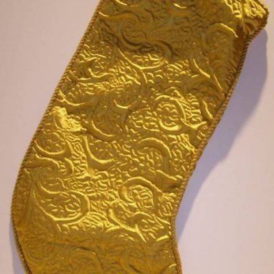Gold Matelassé Christmas Stocking – Elegant Holiday Decoration