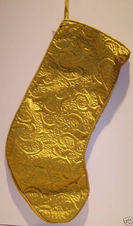 Gold Matelassé Christmas Stocking – Elegant Holiday Decoration