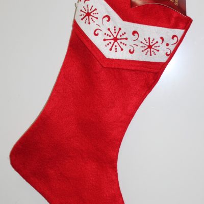Red Felt Christmas Stocking with Snowflake Stencil – Cute Winter Holiday
