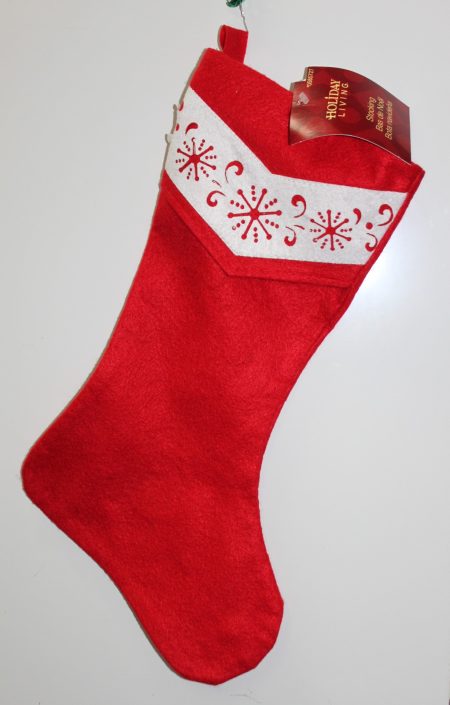 Red Felt Christmas Stocking with Snowflake Stencil – Cute Winter Holiday