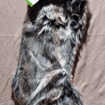Chic adult women faux fur Christmas stocking with black satin loop