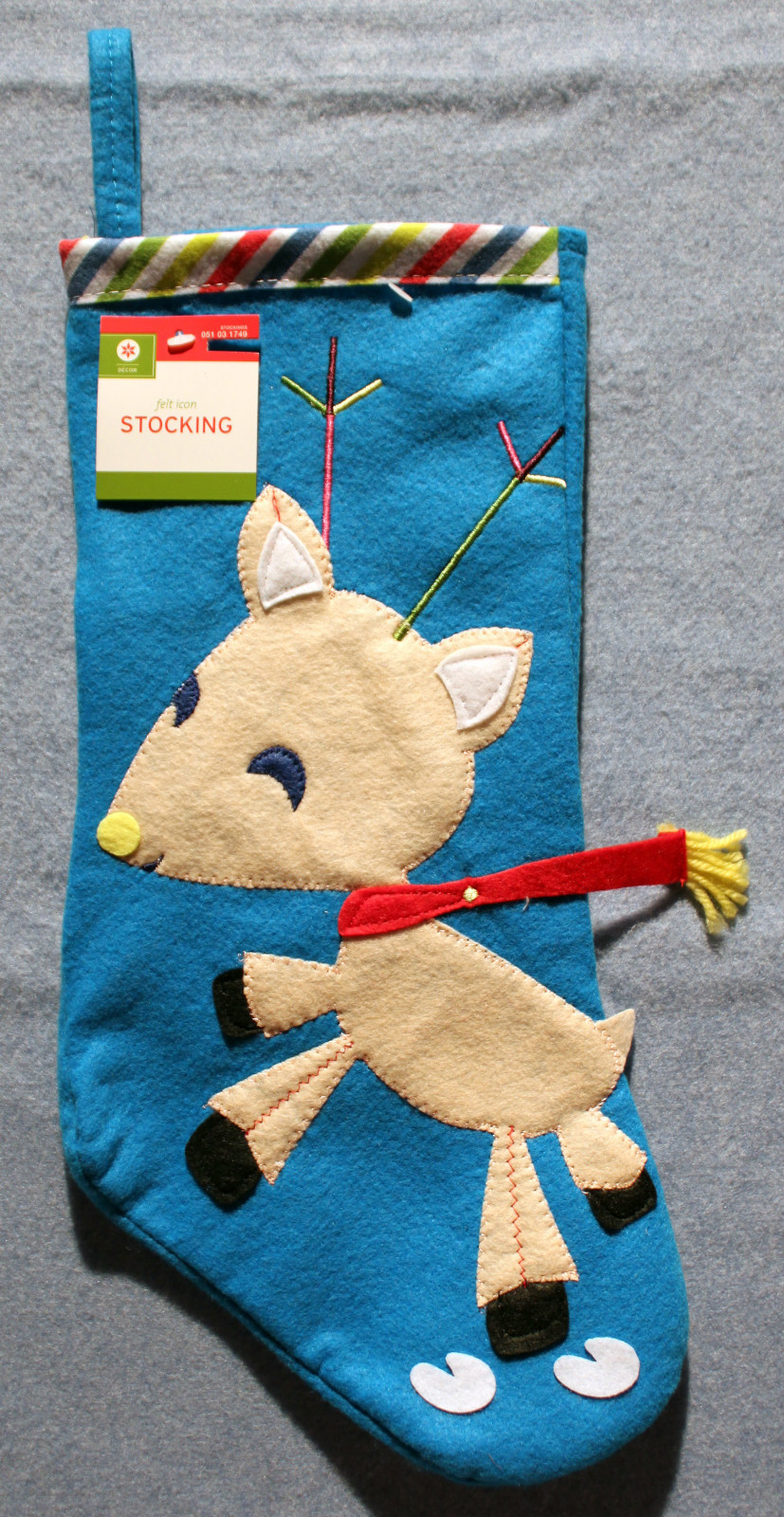 Reindeer Christmas Stocking – Cute Kids Child Decoration 1 Reindeer Christmas Stocking – Cute Kids Child Decoration