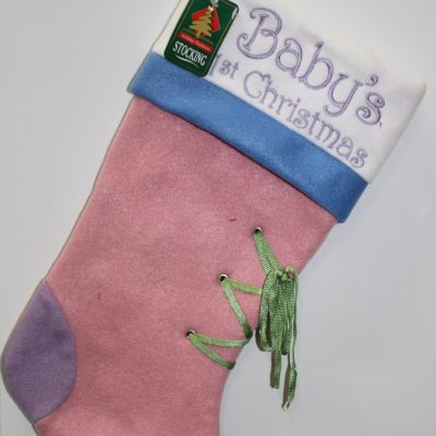 Pink Baby Girl First Christmas Stocking – Sweet Baby Booties