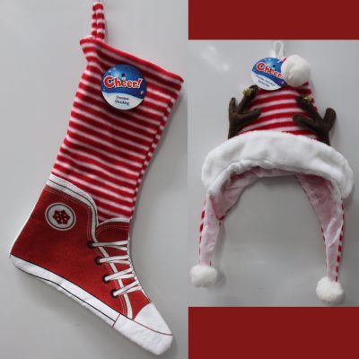 2-Set Toddler Sneaker Stocking & Christmas Hat