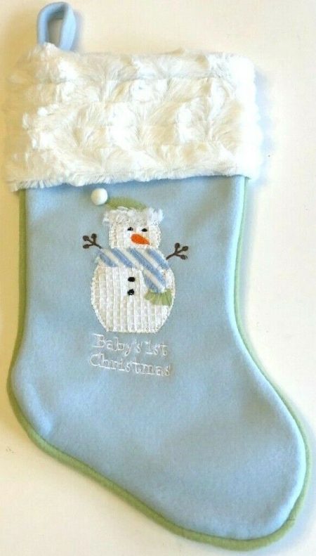 Snowman Blue Stocking - My First Christmas