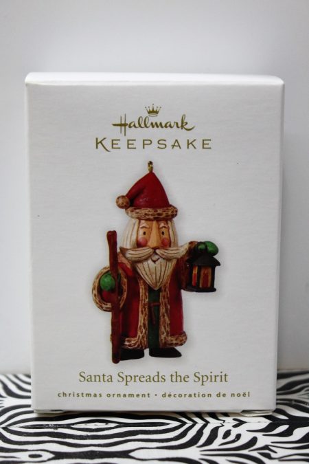 Santa Spreads the Spirit - Folk Art Ornament