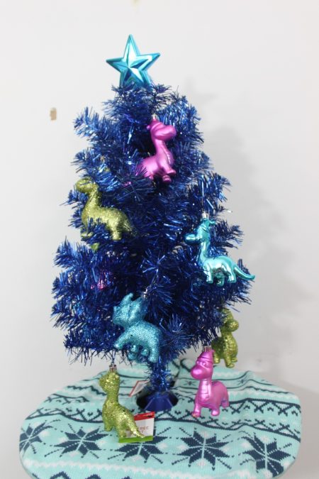 Dinosaur Mini Blue Christmas Tree Set
