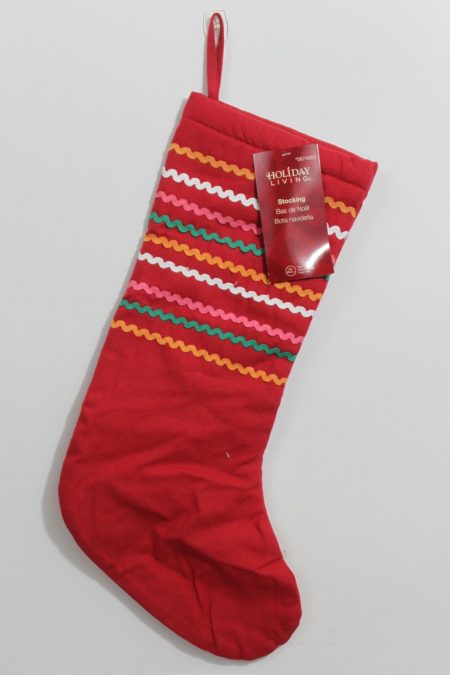 Rickrack Trim Red Christmas Stocking – Colorful Holiday Decor
