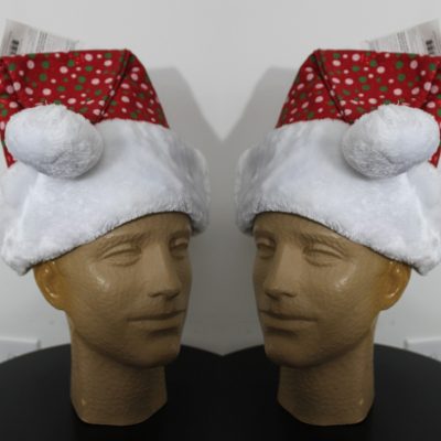2-Set Red Polka Dot Santa Hats for Adults - Christmas Fun