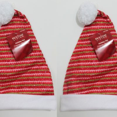 2-Set Sparkly Santa Hats – Red Green White Christmas Cap Holiday Living Shiny