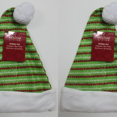 2-Set Sparkly Santa Hats – Green Red White Christmas Cap Shiny