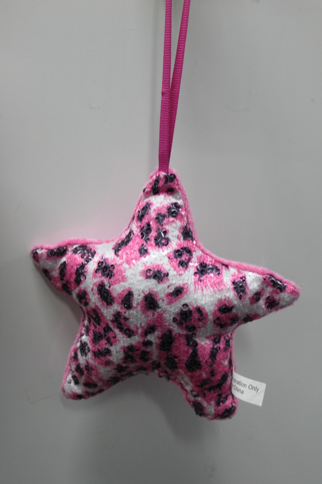 Pink Sequined Leopard Stocking & Star Ornament Set – Christmas Decor 4 Pink Sequined Leopard Stocking & Star Ornament Set – Christmas Decor - Image 4