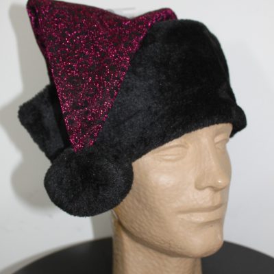 Purple & Black Santa Hat with Fur Trim