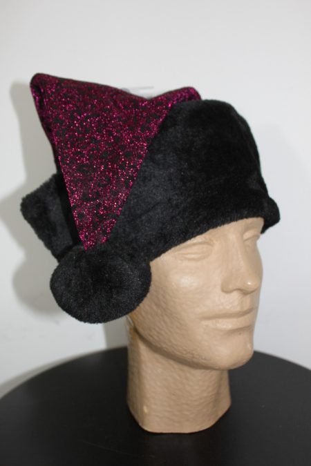 Purple & Black Santa Hat with Fur Trim – Adult Ladies Christmas Apparel
