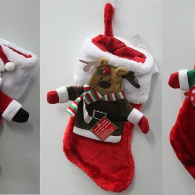 3-Set Puppet Christmas Stockings – Cute Kids Child Santa Reindeer Snowman