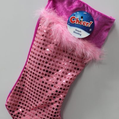 Pink Sequined Christmas Stocking