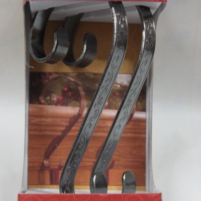 Bronze Stocking Holders Holly Scroll Design