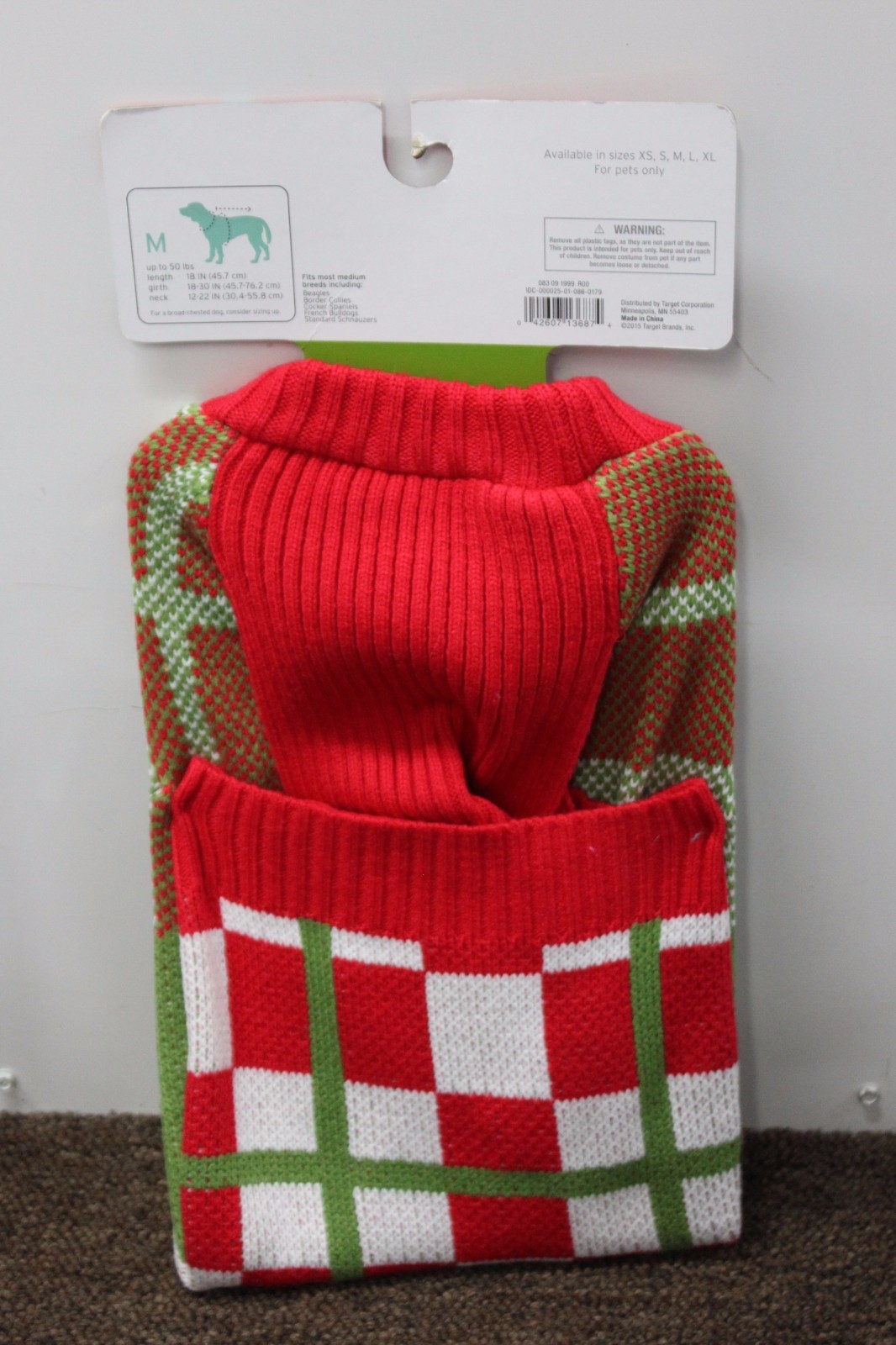 Christmas Sweater & Pajamas for a Medium Dog | Target Red Knit Pet Costume 3 Christmas Sweater & Pajamas for a Medium Dog | Target Red Knit Pet Costume - Image 3