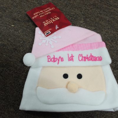 Pink Snowman Baby's 1st Christmas Hat