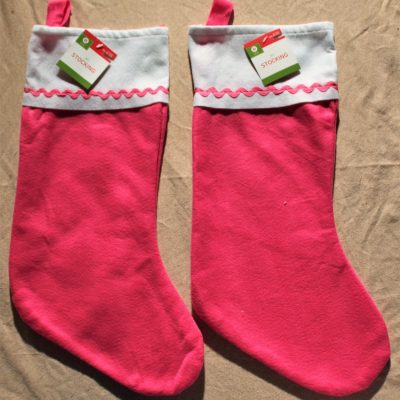 Pink Felt Christmas Stockings (Set of 2)